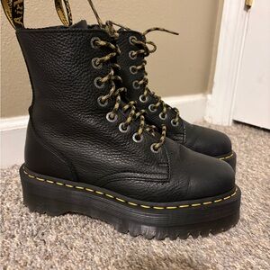 Dr. Martens Black Leather Platform Combat Boots